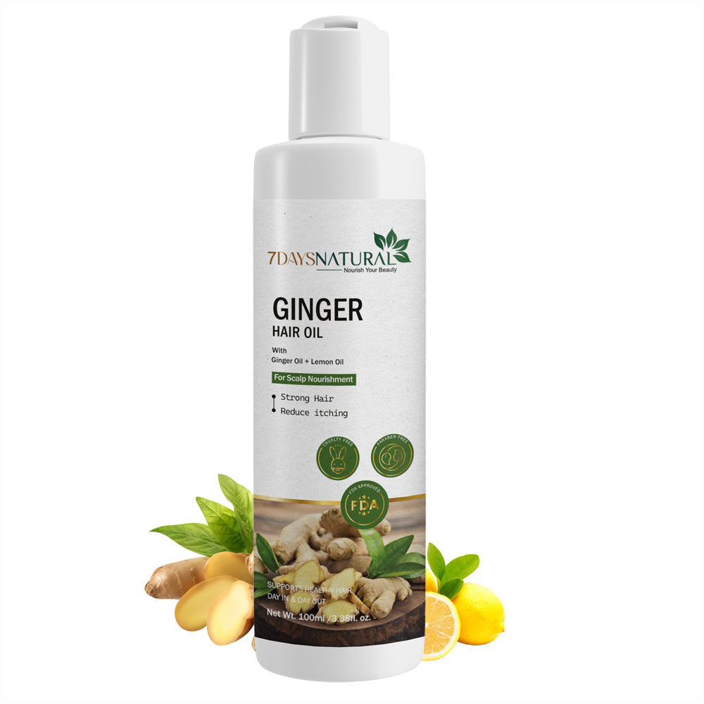 7Days Ginger Hair Oil with Sunflower oil, Sesame Seed oil, Castor Oil & Ginger Oil - 100ml (100 ML) image 0