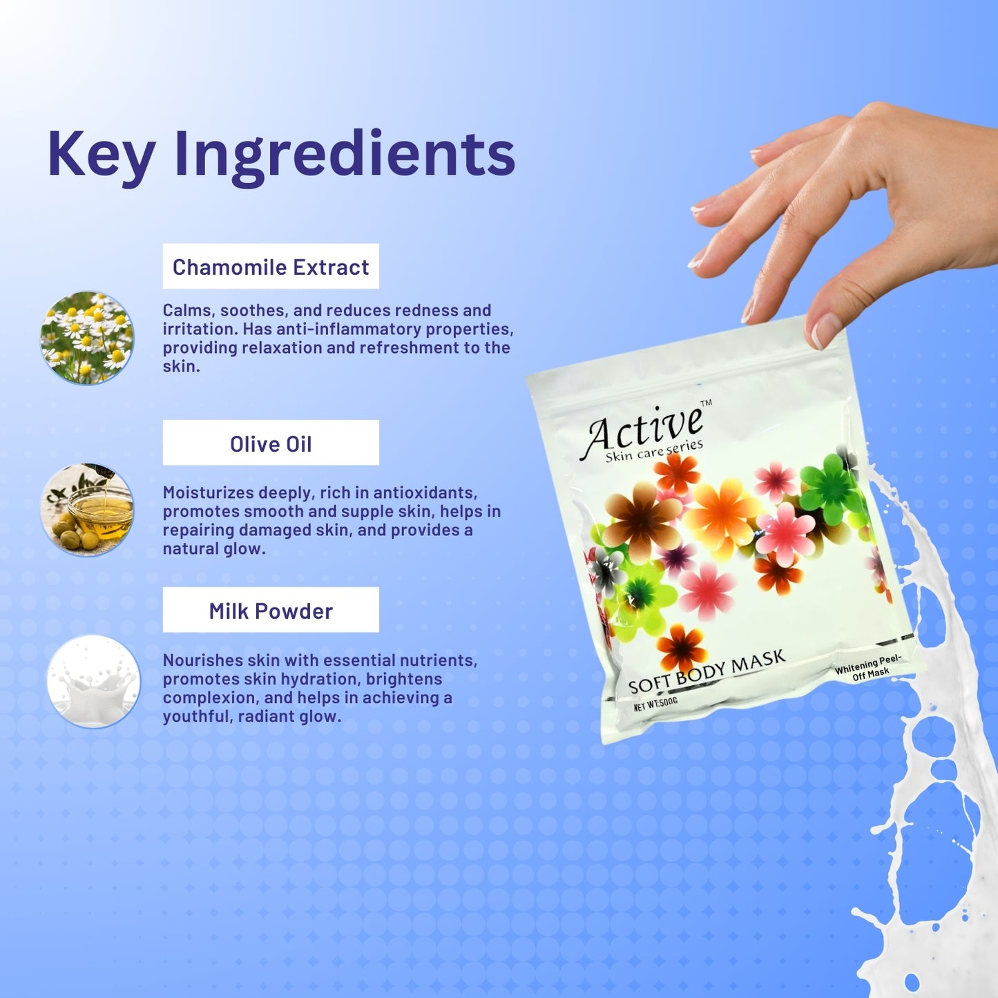 Active Whitening Peel Off Mask 500gm image 2
