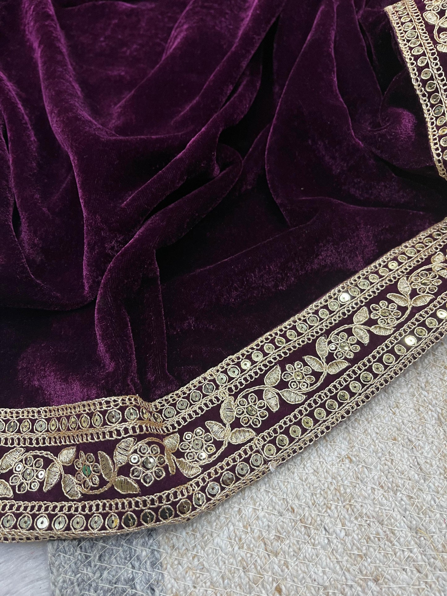 Designer Winter Special Viscose Velvet Embroidered Saree with Stitched Blouse