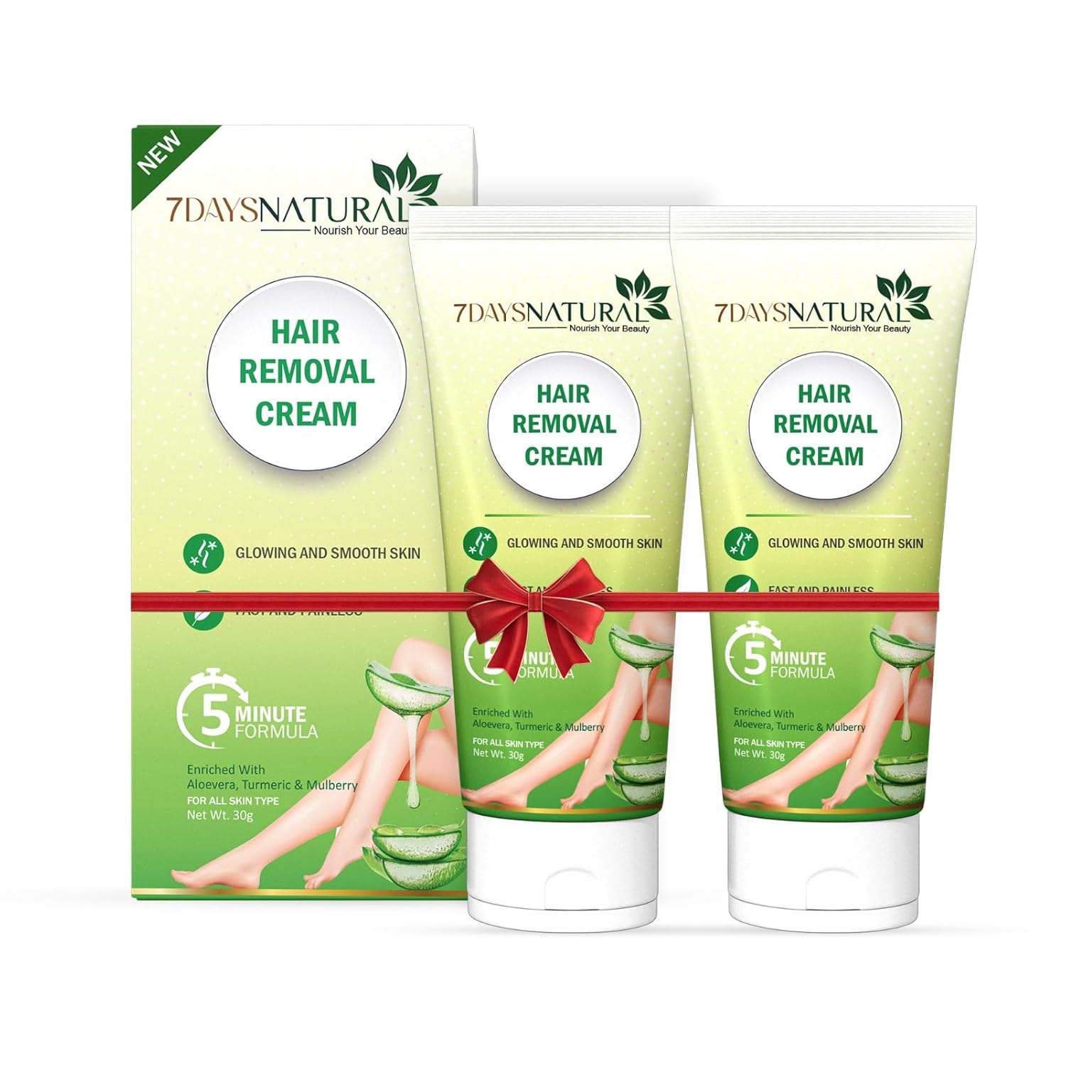 7 DAYS NATURAL Set Of 2 Hair Removal Cream With No Pain For Women & Men - 30GM Each image 0