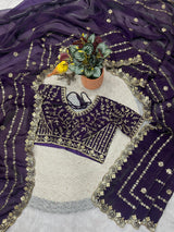 Designer Fandy Satin Silk Saree with 3mm Sequin Embroidery and Cutwork Border