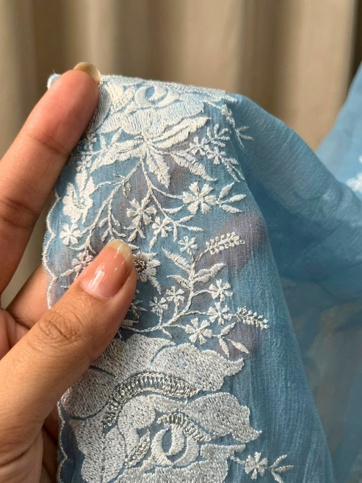 Designer Bandhej Candy Crush Saree with White Thread Embroidered Cutwork Border and Unstitched Blouse