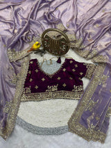 Designer Fandy Satin Silk Saree with Sequins & Jari Embroidery and Cutwork Border with Full-Stitch Blouse