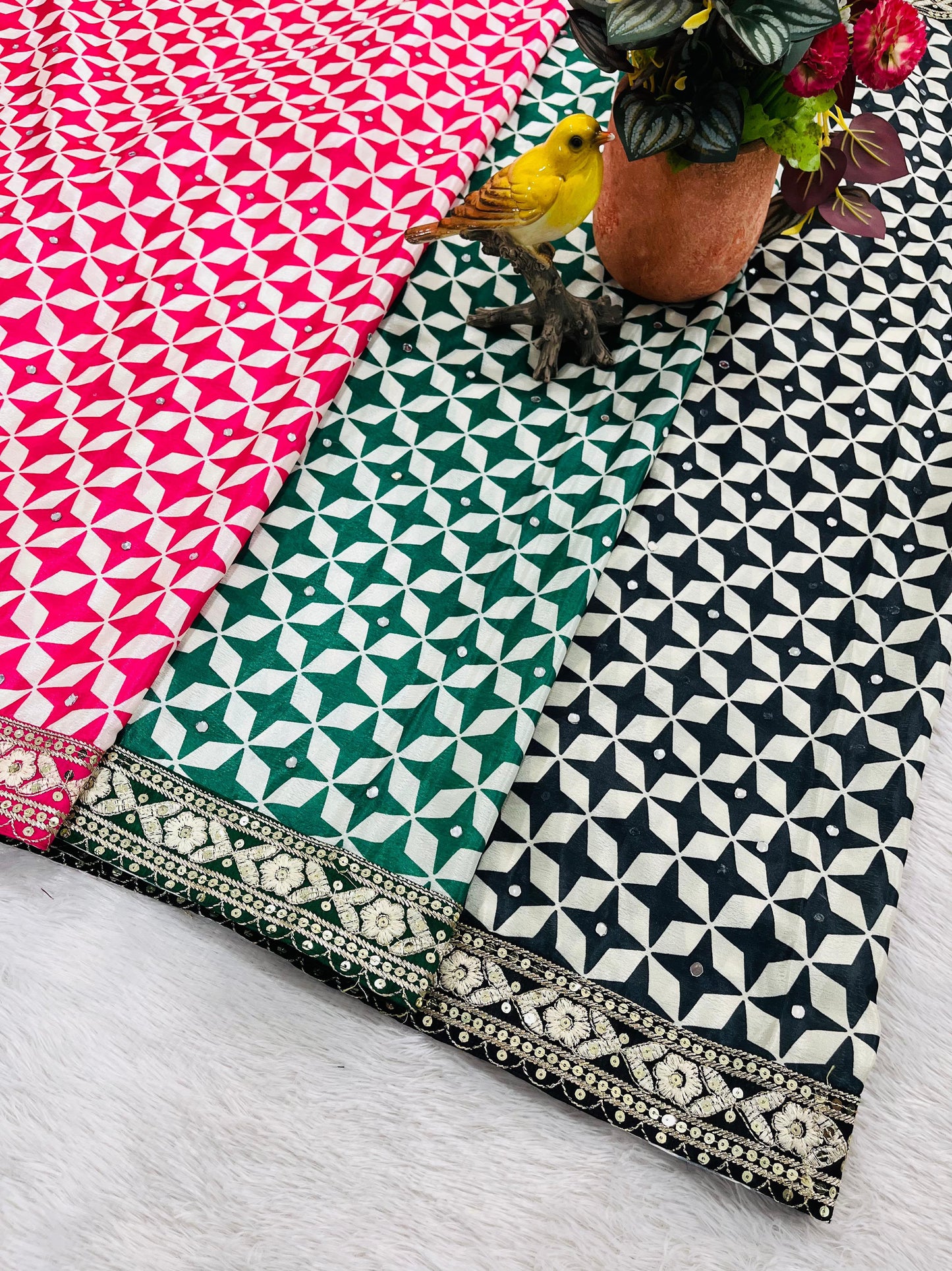 Premium Classic Designer Soft Chinon Silk Saree