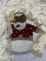 Designer Fandy Satin Silk Saree with Sequins & Jari Embroidery and Cutwork Border with Full-Stitch Blouse