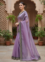 Designer Bollywood Style Soft Twill Net Saree with Sequins & Zari Dori Embroidery and Velvet Lace Border with Unstitched Blouse