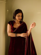 Designer Velvet Winter Saree with Dual Sequin Embroidery