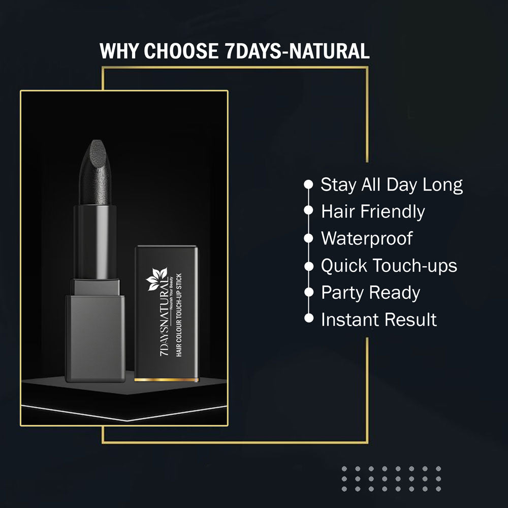 7DAYS NATURAL Water Proof Black Hair Colour Touch-Up Stick - 4GM image 3