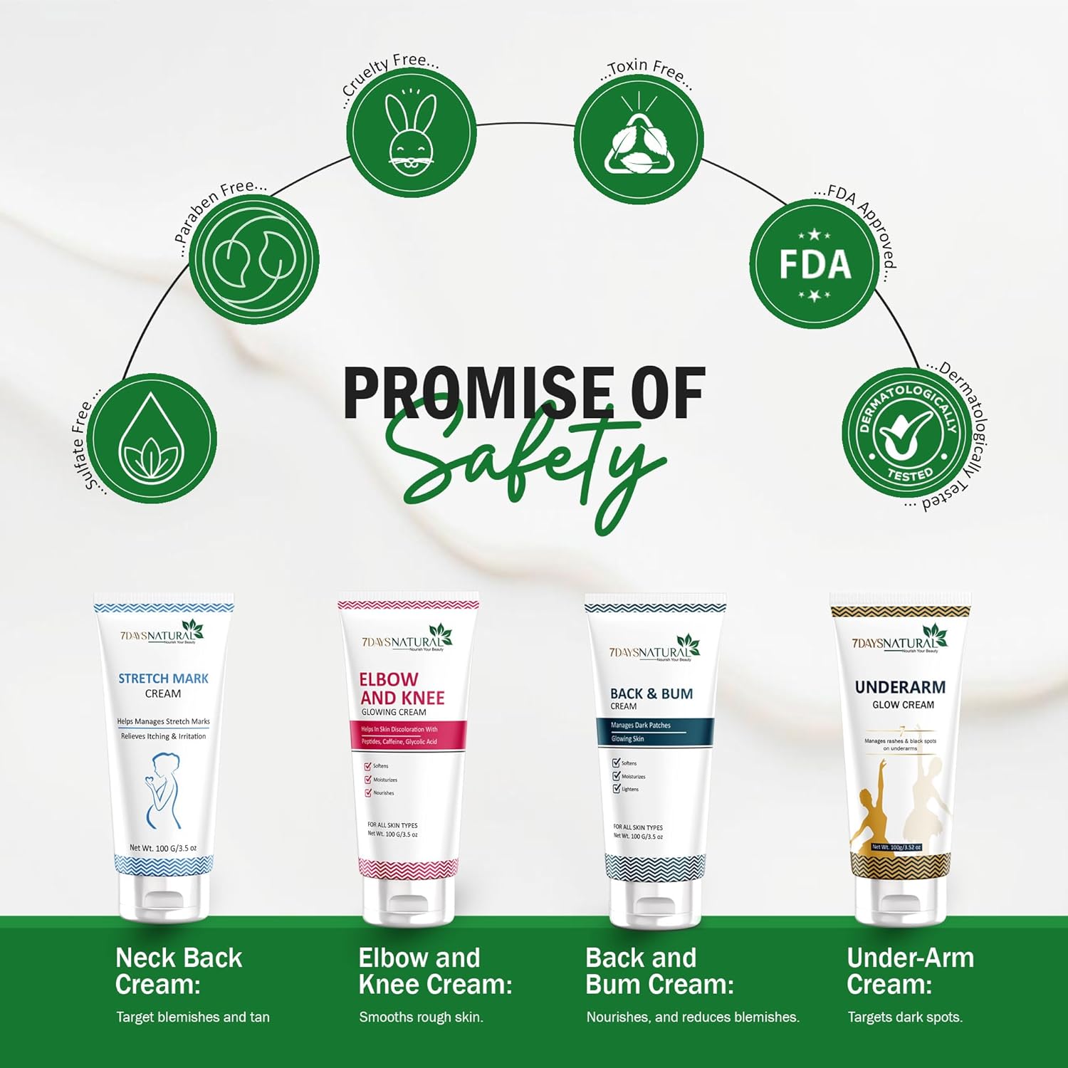 7 DAYS NATURAL Set Of 2 Hair Removal Cream With No Pain For Women & Men - 30GM Each image 3