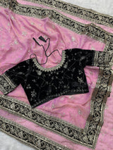 Most Popular Evergreen Soft Mocha Silk Saree with Silver Jari & Sequins Embroidery