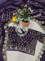 Designer Fandy Satin Silk Saree with 3mm Sequin Embroidery and Cutwork Border