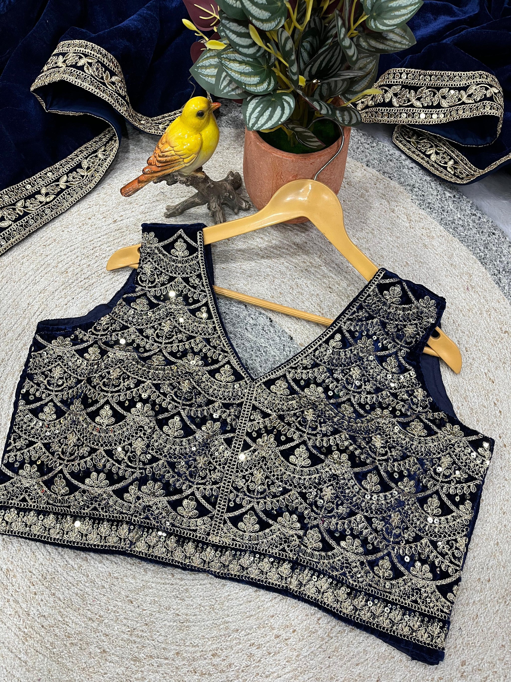 Designer Winter Special Viscose Velvet Embroidered Saree with Stitched Blouse