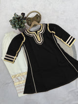 Women Designer 2 Piece Chanderi Suit Set with Lampi Lace Work