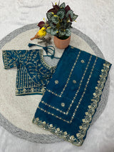 Designer Fandy Satin Silk Saree with 3mm Sequin Embroidery and Cutwork Border