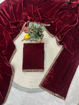 Designer Velvet Winter Saree with Dual Sequin Embroidery