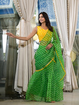 Yellow Leheria Printed Saree With Blouse