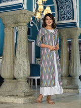 Grey Ikat Design Layered Maxi Dress - Elganza