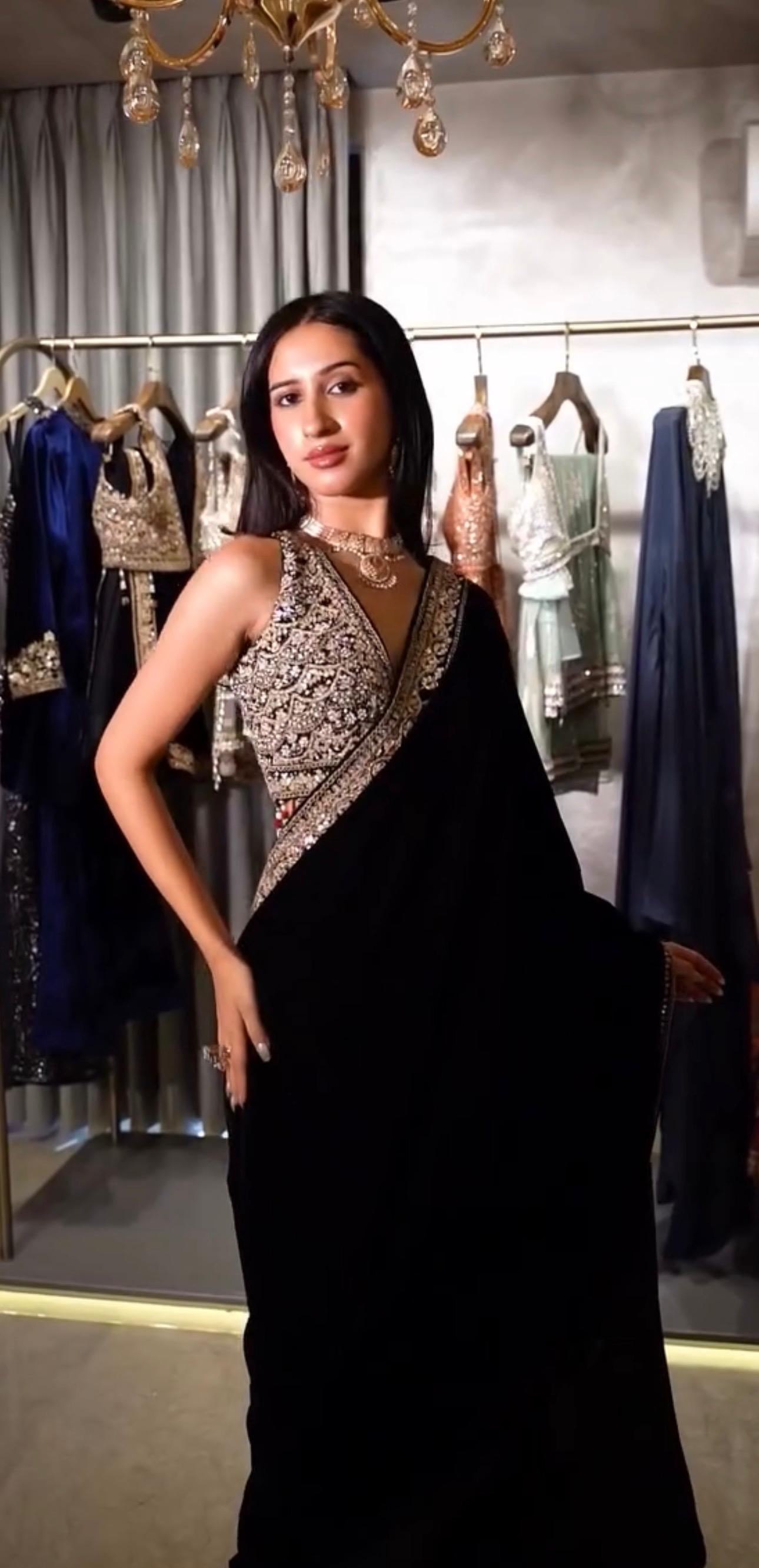 Designer Winter Special Viscose Velvet Embroidered Saree with Stitched Blouse