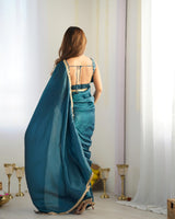 Designer Gold Crush Silk Ready-to-Wear Saree with Embroidered Blouse