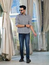 Grey Geometric print Shirt - Elganza