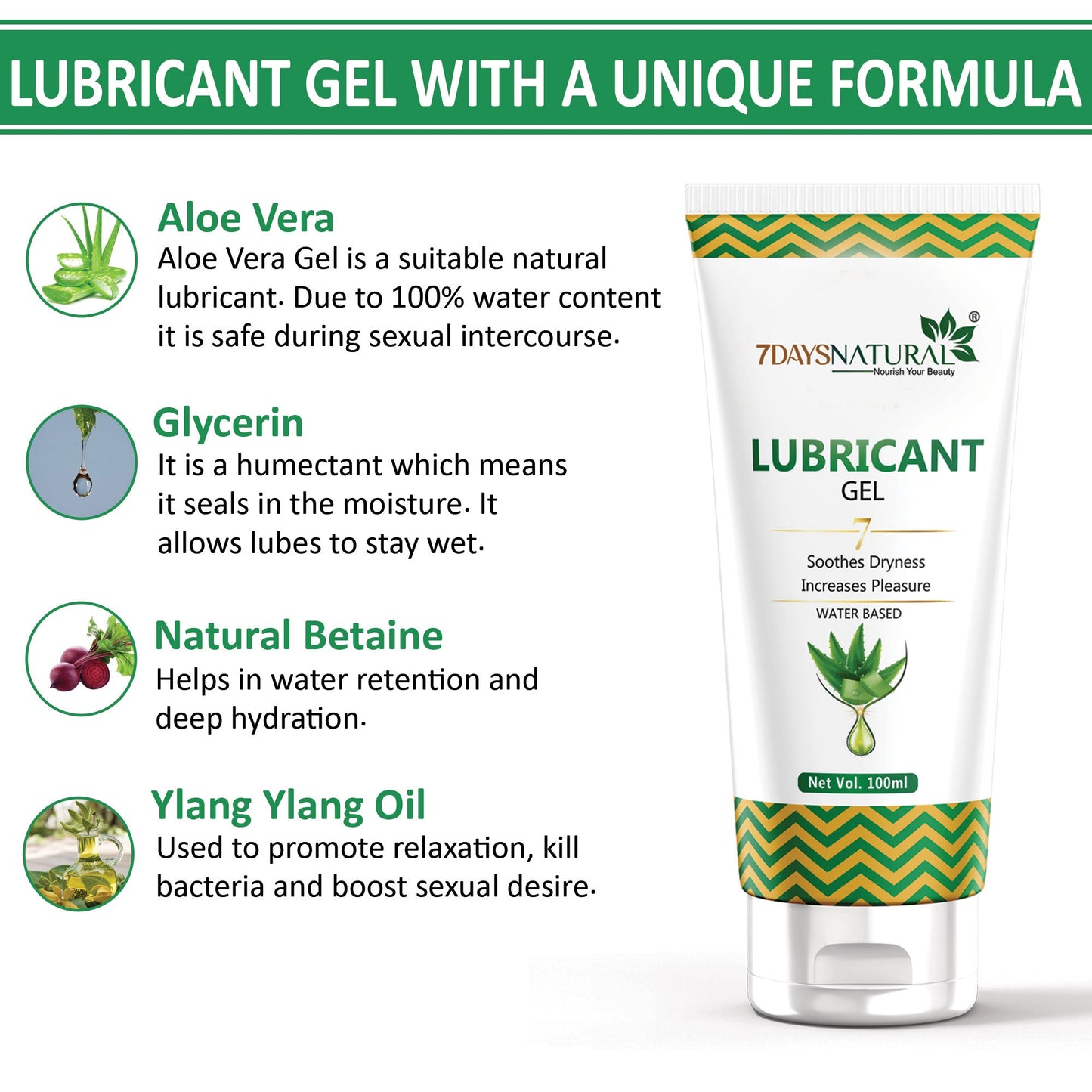 7Days Natural Vaginal Lubricating Cum Stimulating Gel | 7Days Natural- 100 ml image 2