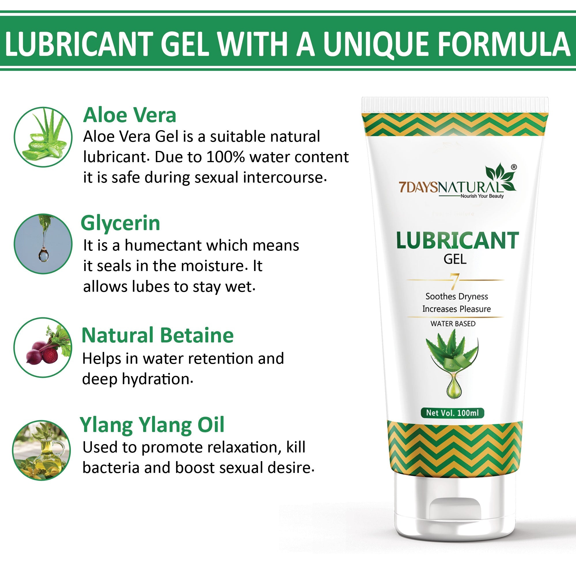 7Days Natural Vaginal Lubricating Cum Stimulating Gel | 7Days Natural- 100 ml image 2