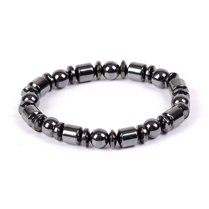 Magnetic Therapy Bracelet for Weight Loss & Wellness – Pentagram Stone Magnetite & Hematite Stretch Bracelet for Women & Men - Elganza