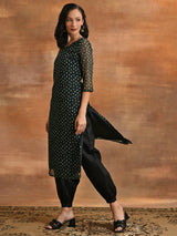 Dark Green Digital Print Kurta - Elganza