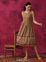 Ethnic Motif Mulmul A-line Dress - Elganza