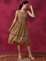 Ethnic Motif Mulmul A-line Dress - Elganza