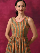 Ethnic Motif Mulmul A-line Dress - Elganza