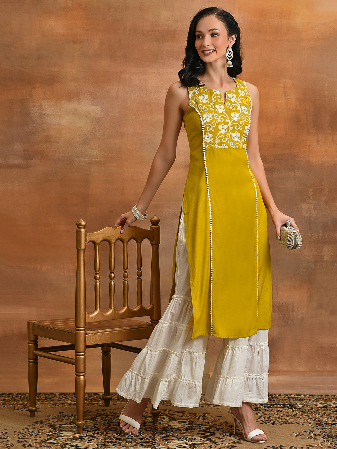 Yellow Floral Embroidered Couple Combo - Elganza
