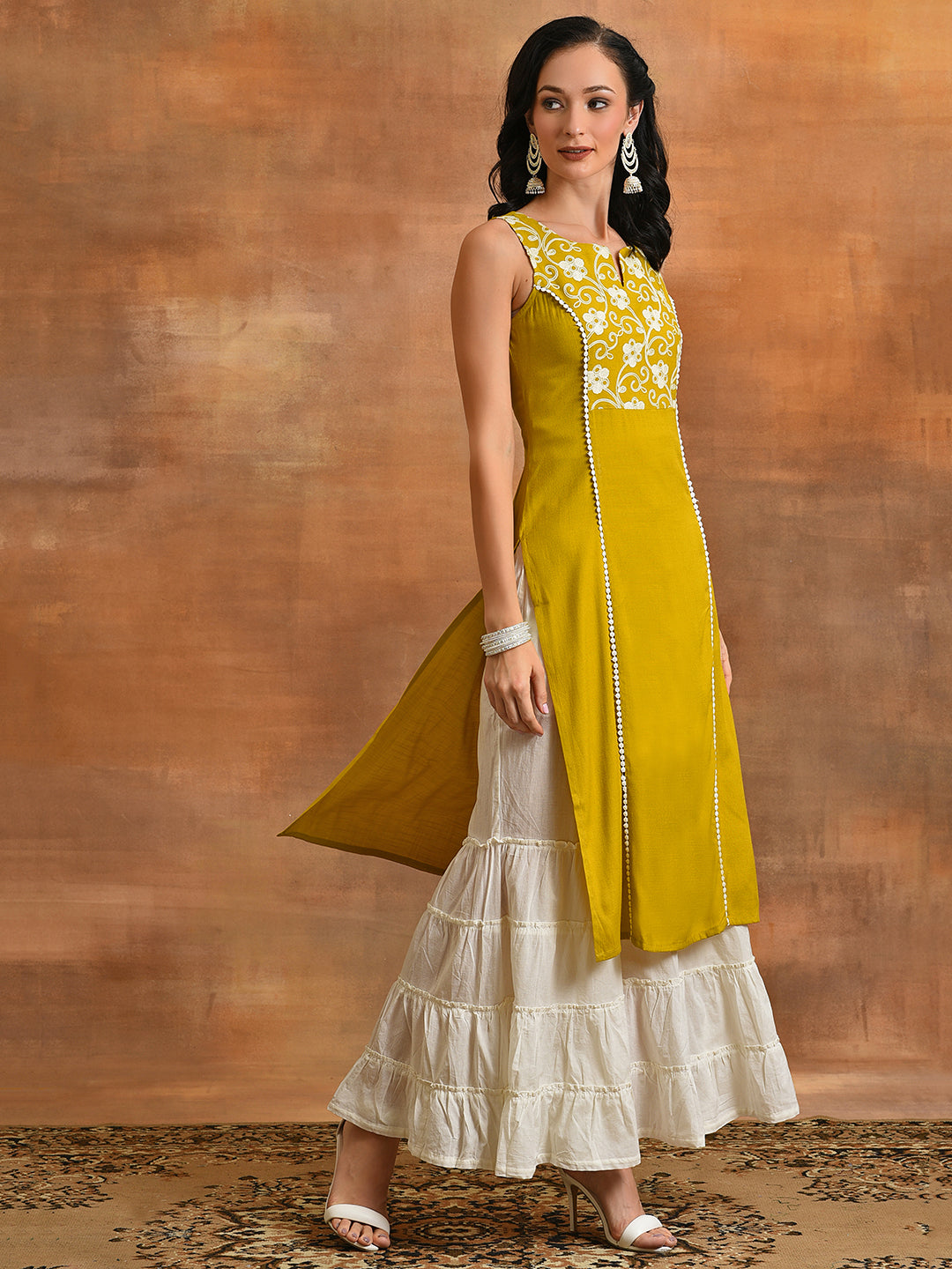 Yellow Floral Embroidered Couple Combo - Elganza