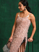 Peach Fur Designed Kurta - Elganza