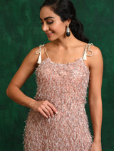 Peach Fur Designed Kurta - Elganza