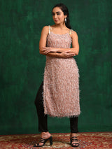 Peach Fur Designed Kurta - Elganza