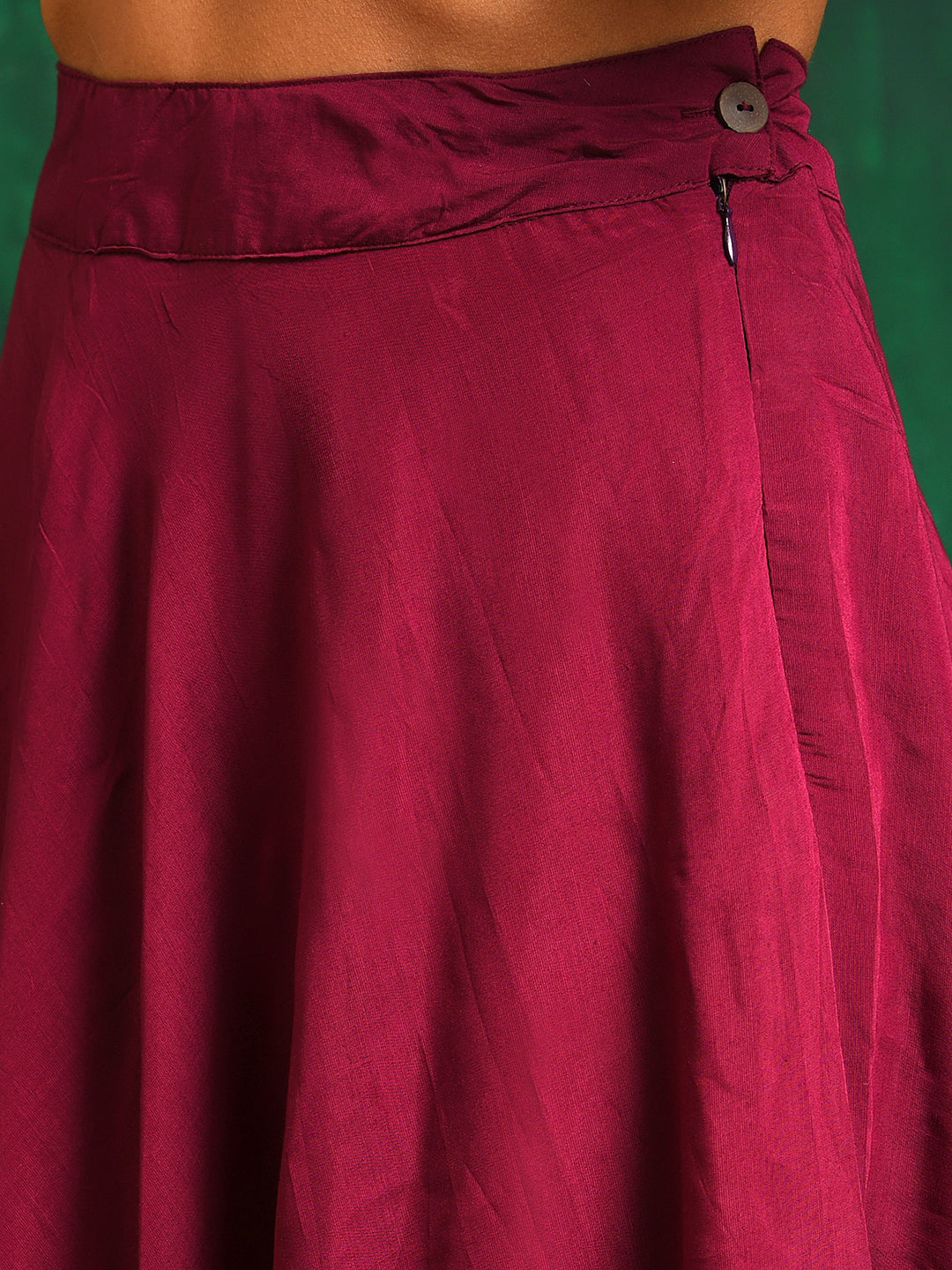 Burgundy Striped Kurta With Skirt - Elganza