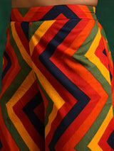 Red Chevrons A-Line Kurta Palazzo With Jacket - Elganza