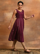 Burgundy Dobby Woven Design Anarkali - Elganza