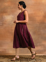 Burgundy Dobby Woven Design Anarkali - Elganza
