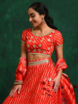 Red Embroidered Lehenga Choli With Dupatta - Elganza