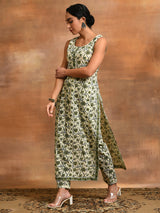 Sleeveless Cotton Kurta Set - Elganza