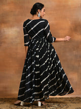 White Black Tie & Dye Maxi Dress - Elganza