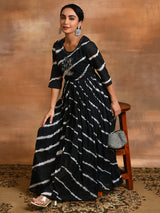 White Black Tie & Dye Maxi Dress - Elganza