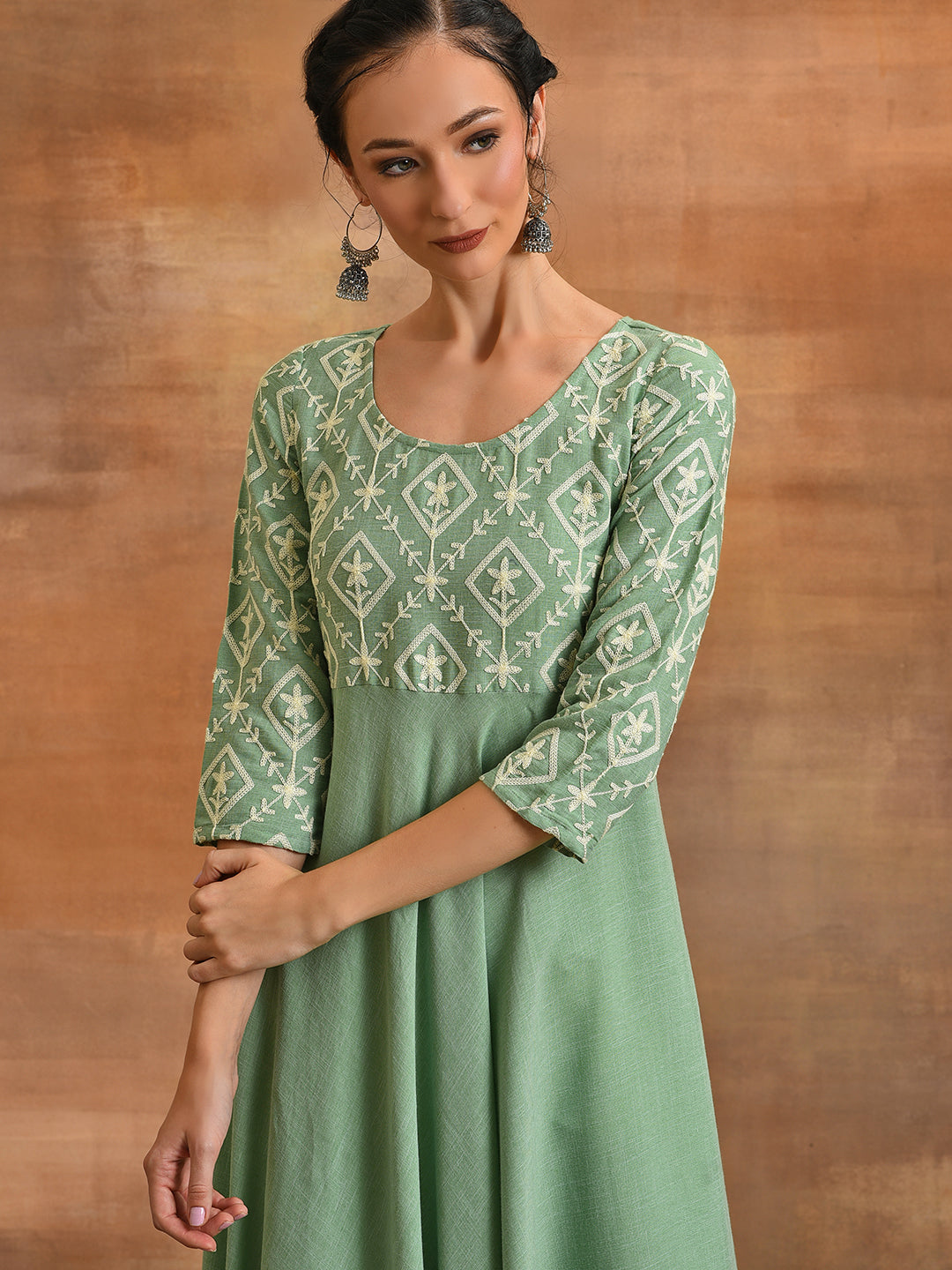 Sea Green Embroidered Couple Combo - Elganza