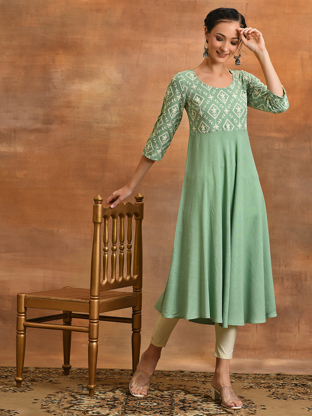 Sea Green Embroidered Couple Combo - Elganza