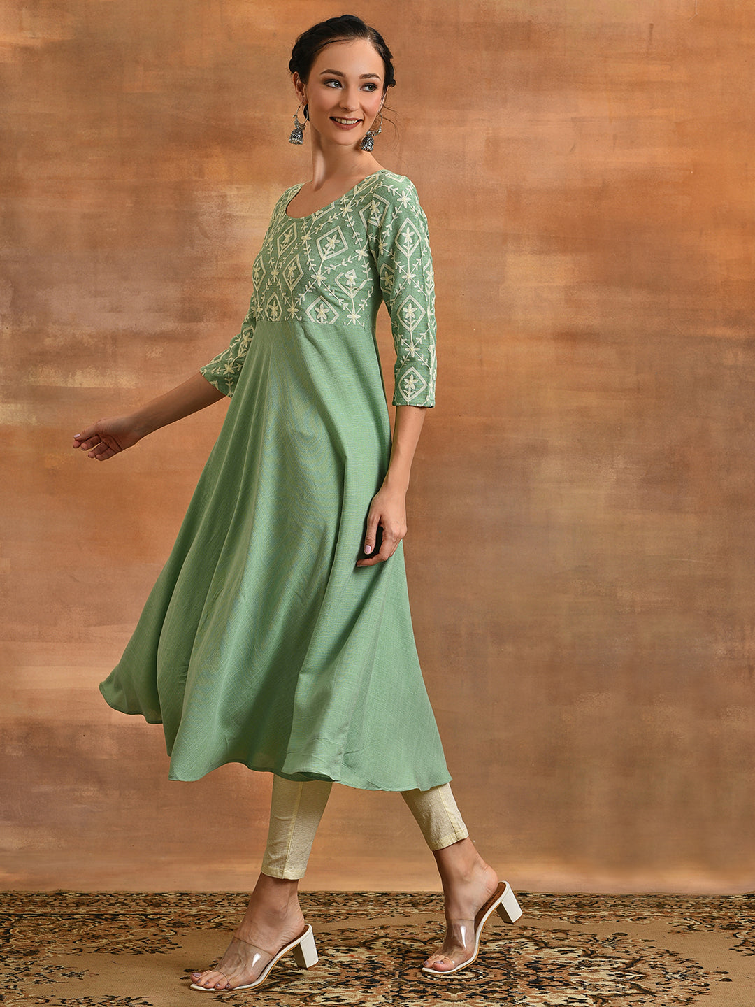 Sea Green Embroidered Couple Combo - Elganza