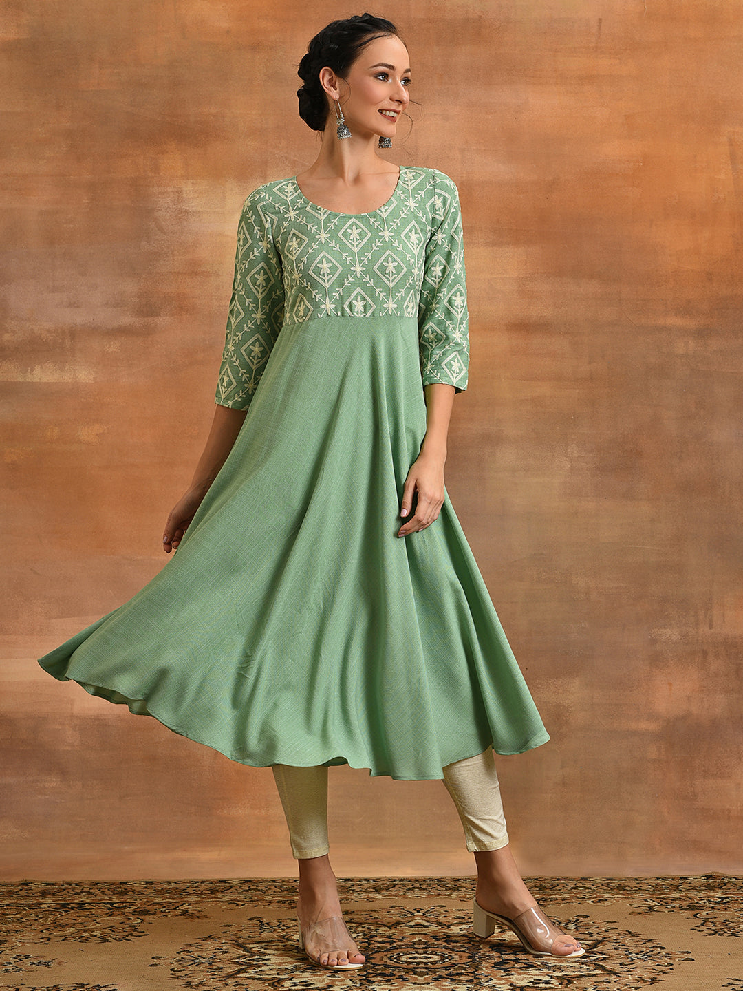 Sea Green Embroidered Couple Combo - Elganza