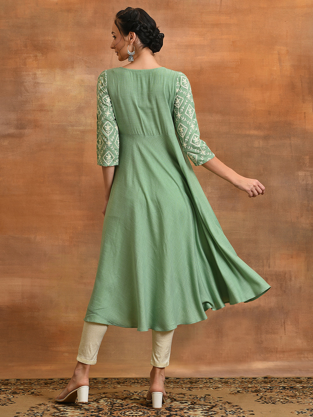 Sea Green Embroidered Couple Combo - Elganza