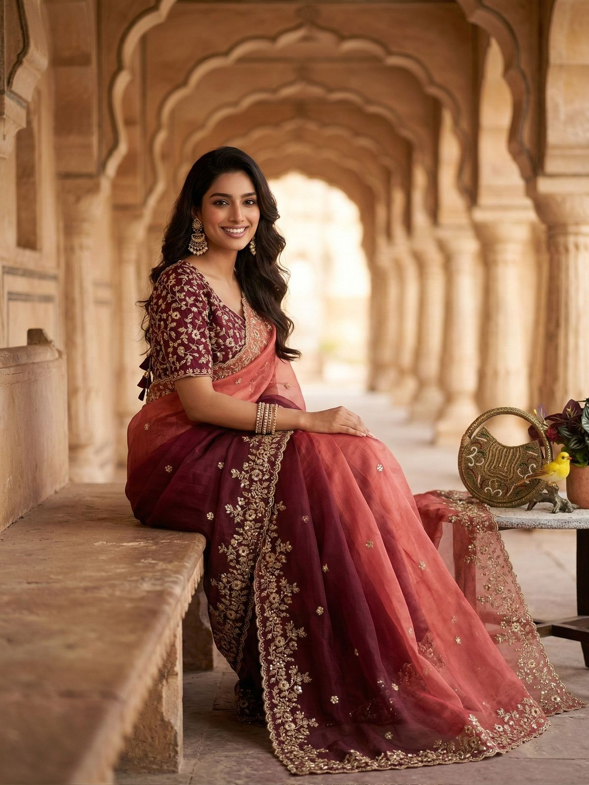 Evergreen Designer Fandy Chiffon Silk Saree with Sequins, Zari Embroidery & Cutwork Border